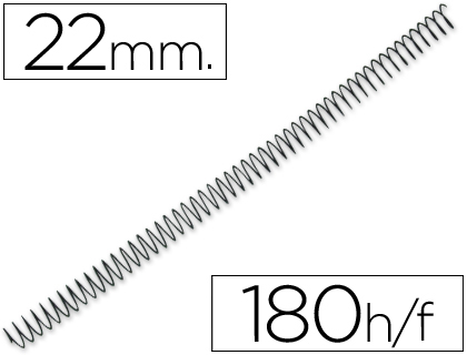 CJ100 espirales Q-Connect metálicos negros 22mm. paso 5:1